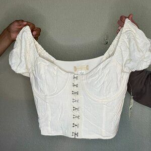 Altar'd State White Puff Sleeve Blouse